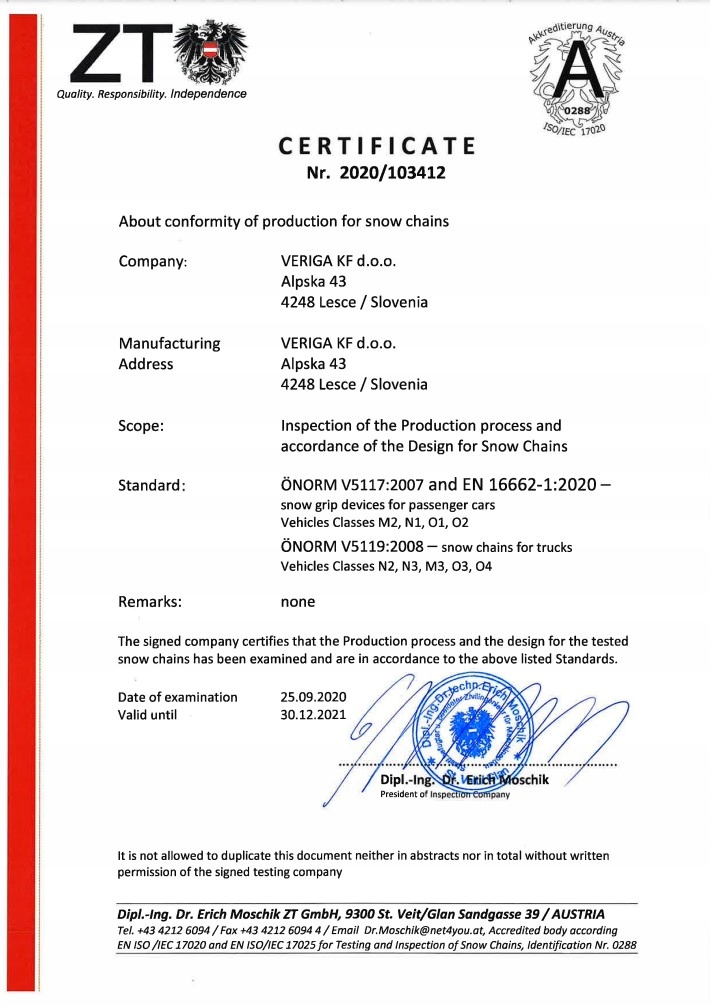 Łańcuchy śniegowe VERIGA STOP&GO SG7-120 certyfikat_lancuchow_sniegowych_veriga